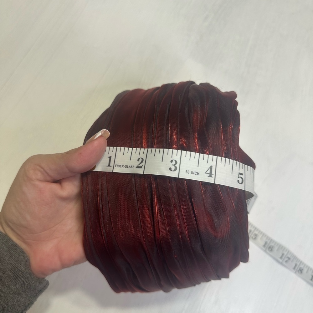Vintage Burgundy Satin Turban Hat Rose Detail Statement Church Derby - Picture 12 of 13